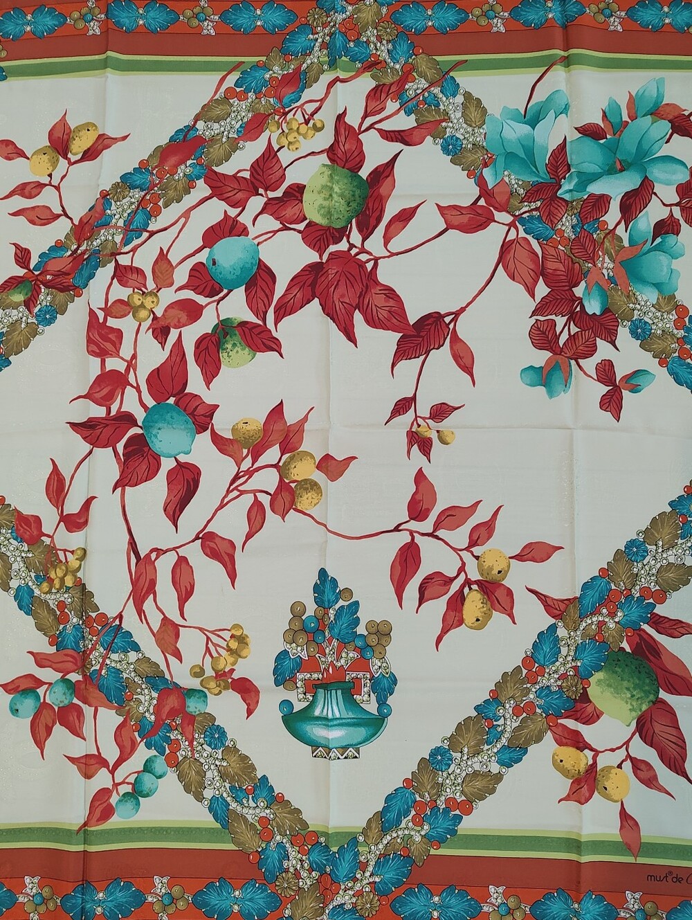 Cartier vintage floral silk Must de Cartier large scarf EUC - Picture 6 of 9
